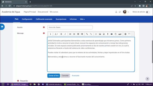 2- Tutorización- Mensaje de bienvenida